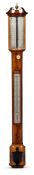 Y RUBERGALL COVENTRY STREET LONDON; A MAHOGANY BOWFRONT STICK BAROMETER