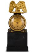 VULLIAMY, A REGENCY ORMOLU MOUNTED DERBYSHIRE BLACK MARBLE LIBRARY MANTEL TIMEPIECE