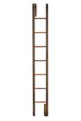 A BRASS-MOUNTED AND NAILED GREEN LEATHER COVERED LIBRARY POLE LADDER