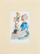 λ QUENTIN BLAKE (BRITISH B. 1932), A PLANT WITH A BIRD ON IT