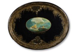 S.S. GREAT BRITAIN, A PAINTED PAPIER MACHE TRAY