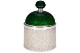 λ GERALD BENNEY (1930-2008), A RARE AND LARGE SILVER AND GREEN ENAMEL ICE BUCKET