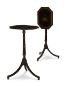 A PAIR OF REGENCY SIMULATED ROSEWOOD AND PARCEL GILT TRIPOD TABLES
