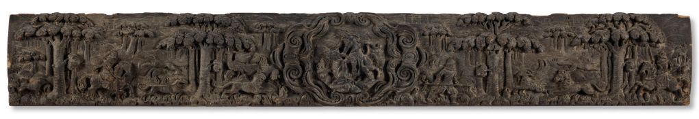 A JAMES I CARVED HIGH RELIEF OAK PANEL, EARLY 17TH CENTURY