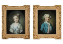 ATTRIBUTED TO GEORGE KNAPTON (ENGLISH 1698-1778), PORTRAITS OF A BOY AND GIRL