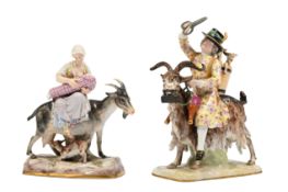 A MEISSEN MODEL OF COUNT VON BRUHLE'S TAILOR, LATE 19TH CENTURY, TOGETHER WITH ANOTHER MODEL