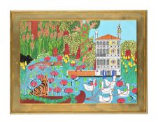 λ AGOSTINO NANI (ITALIAN 20TH CENTURY), CAGED TIGER AND DUCKS