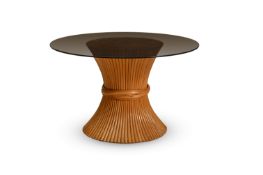 A MID CENTURY VINTAGE WHEAT SHEAF FORM CENTRE DINING TABLE, PROBABLY 1970s