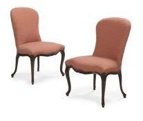 A PAIR OF GEORGE III MAHOGANY SIDE CHAIRS WITH SERPENTINE SEATS, THIRD QUARTER 18TH CENTURY