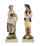 A PAIR OF STAFFORDSHIRE PEARLWARE FIGURES OF CYMON AND IPHIGENIA OF RALPH WOOD TYPE, CIRCA 1780