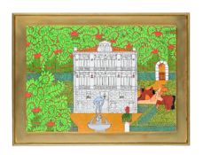 λ AGOSTINO NANI (ITALIAN 20TH CENTURY), FANTASTICAL VILLA WITH HORSES