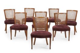 A SET OF EIGHT WALNUT DINING CHAIRS, IN LOUIS XVI STYLE, LAST QUARTER 19TH CENTURY