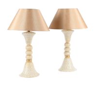 A PAIR OF VENETIAN GLASS TABLE LAMPS, PROBABLY MURANO, LATE 20TH CENTURY