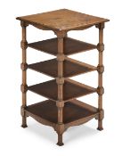 AN UNUSUAL VICTORIAN OAK FIVE TIER ETAGERE OR WHATNOT, SECOND HALF 19TH CENTURY