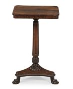 Y A GEORGE IV FIGURED ROSEWOOD SQUARE TOPPED WINE TABLE, CIRCA 1825