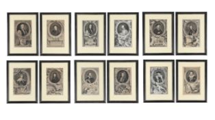 AFTER SIR ANTHONY VAN DYCK, SIR PETER LELY, SIR GODFREY KNELLER AND OTHERS, A SET OF PORTRAITS (12)