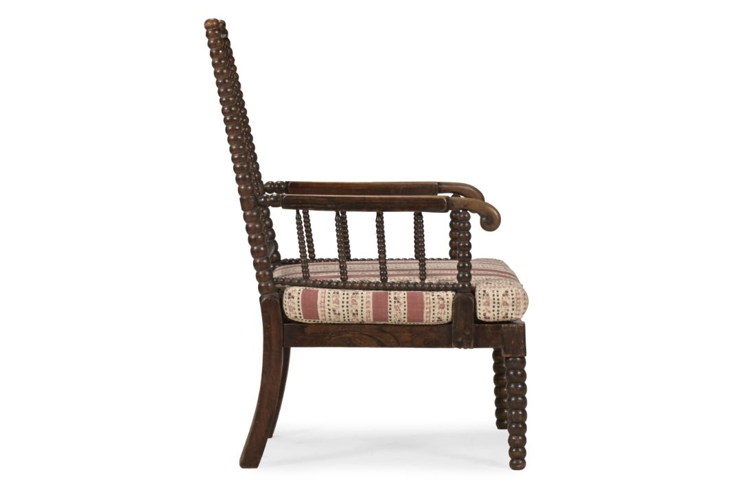 A SIMULATED ROSEWOOD BOBBIN TURNED ARMCHAIR, WITH ROBERT KIME FABRIC CUSHION, 19TH CENTURY - Image 3 of 3