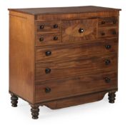 Y A VICTORIAN MAHOGANY AND SATINWOOD INLAID CHEST OF DRAWERS, PROBABLY SCOTTISH, CIRCA 1860