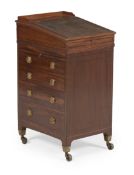 Y A GEORGE IV MAHOGANY AND EBONY INLAID DAVENPORT, CIRCA 1825