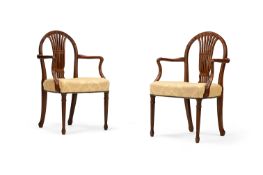 A PAIR OF GEORGE III MAHOGANY OPEN ARMCHAIRS, LAST QUARTER 18TH CENTURY