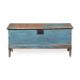 A BLUE PAINTED PINE BOARDED TRUNK OR COFFER, FIRST HALF 19TH CENTURY - Image 2 of 3