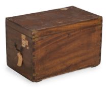A CAMPHORWOOD AND BRASS BOUND CAMPAIGN TRUNK, LAST QUARTER 19TH CENTURY
