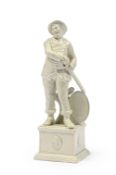 A STAFFORDSHIRE PEARLWARE FIGURE OF ADMIRAL VAN TROMP OF RALPH WOOD TYPE, CIRCA 1785