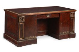 AN ITALIAN THUYA WOOD AND ORMOLU MOUNTED KNEEHOLE DESK, SECOND HALF 19TH CENTURY