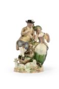 A RALPH WOOD CREAMWARE GROUP OF A SHEPHERD AND COMPANION, CIRCA 1780