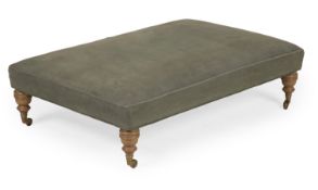 A LARGE LORFORDS UPHOLSTERED RECTANGULAR CENTRE STOOL, MODERN