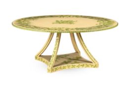 A CREAM AND GREEN PAINTED CENTRE TABLE, LATE 20TH CENTURY