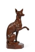 A CARVED OAK MODEL OF A WHIPPET, 19TH CENTURY