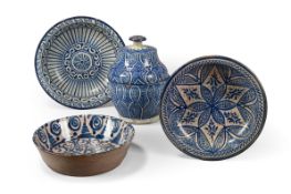 A GROUP OF MOROCCAN TIN GLAZED BLUE AND WHITE POTTERY, 19TH CENTURY