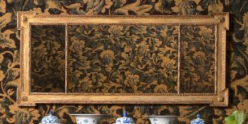 A GEORGE III GILTWOOD AND GESSO 'KIT-KAT' TRIPTYCH OVERMANTEL MIRROR, CIRCA 1760