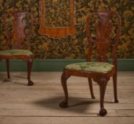 A PAIR OF GEORGE II WALNUT AND BURR WALNUT CHAIRS, IN THE MANNER OF GILES GRENDEY, CIRCA 1730