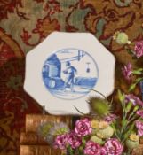 AN ENGLISH DELFT BLUE AND WHITE OCTAGONAL PLATE, CIRCA 1730