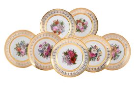 SEVEN PARIS PORCELAIN DESSERT PLATES, CIRCA 1830