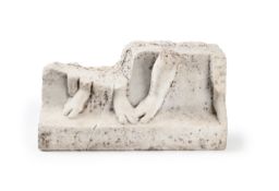 A ROMAN MARBLE RELIEF CARVED WITH PARTIALLY PRESERVED LOWER LEGS AND FEET, CIRCA 2ND CENTURY