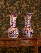A LARGE PAIR OF JAPANESE IMARI 'TRUMPET' VASES, MEIJI PERIOD, LATE 19TH CENTURY