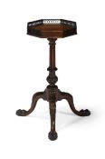 A GEORGE III CARVED MAHOGANY OCTAGONAL CANDLESTAND, IRISH, CIRCA 1760