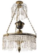 A BRASS MOUNTED CUT GLASS HANGING LIGHT, EARLY 19TH CENTURY