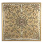 A LARGE EMBROIDERED SILK AND METAL THREAD HANGING, ANGLO INDIAN, 19TH CENTURY