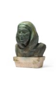 L AUBERT (FRENCH, LATE 19TH OR EARLY 20TH CENTURY), A BRONZE PORTRAIT HEAD, CIRCA 1912