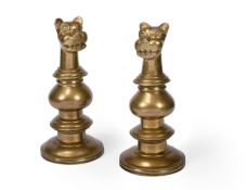 A PAIR OF ZOOMORPHIC BRONZE DOOR STOPS OR DOOR PORTERS, 19TH CENTURY