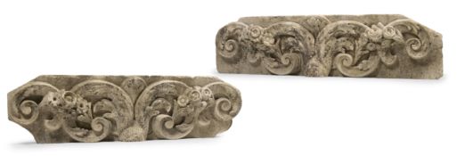 A PAIR OF BAROQUE LIMESTONE ARCHITECTURAL CARVINGS, PROBABLY LATE 17TH CENTURY
