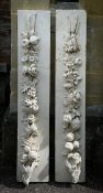 A PAIR OF CARVED WHITE LIMESTONE ARCHITECTURAL PANELS EMBLEMATIC OF THE HARVEST, LATE 19TH CENTURY
