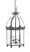 A BRONZE OCTAGONAL HALL LANTERN, IN REGENCY STYLE, 19TH CENTURY