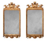 A FINE AND RARE PAIR OF GEORGE I GILT GESSO GIRANDOLE MIRRORS, CIRCA 1725