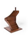 A MINIATURE OAK ARCHITECTURAL STAIRCASE MODEL, EARLY 20TH CENTURY