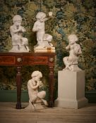 A SET OF FOUR ITALIAN CARRARA MARBLE FAUNS, LATE 19TH CENTURY